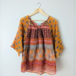 World Market Boho Patterned Blouse